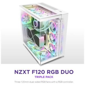 NZXT F120 RGB DUO 120MM TRIPPLE PACK RGB FAN WITH RGB CONTROLLER – WHITE